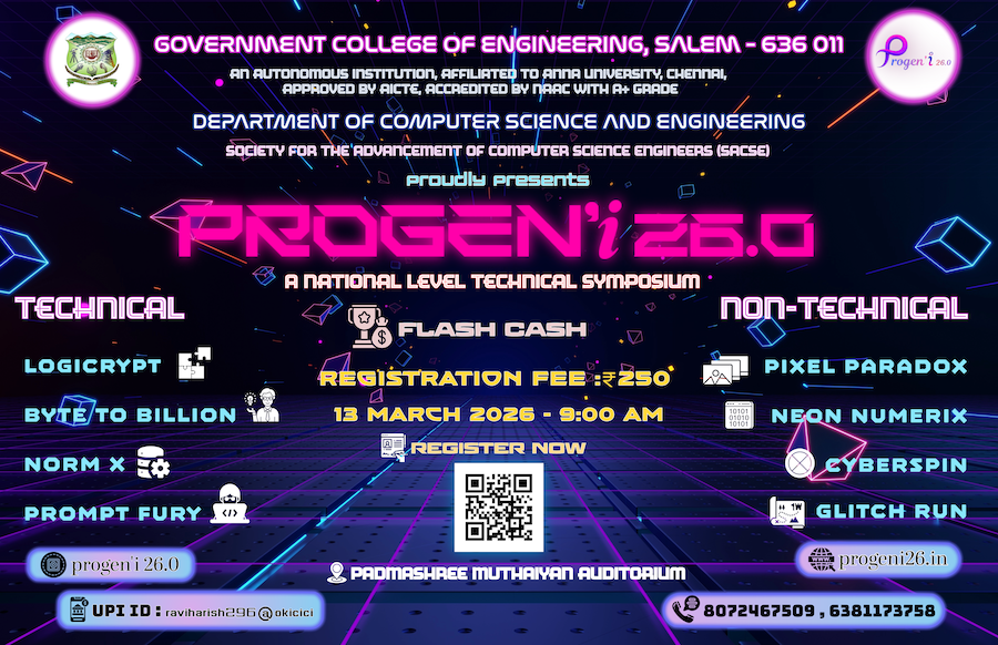Progen'i 26.0 National Level Technical Symposium Poster 